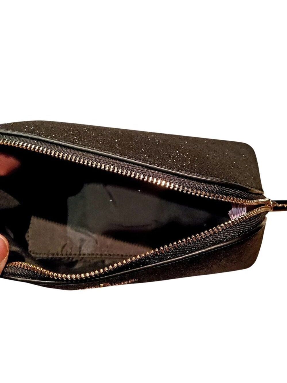 KATE SPADE COSMETIC CASE BLACK SHIMMY GLITTER NEW! - Picture 4 of 6